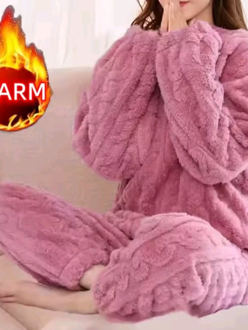 Women's Pajamas Set Winter Sleepwear Loose Long Sleeve